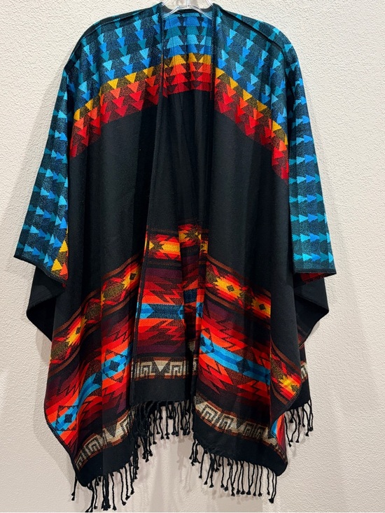 be Awana Sweaters - Be AWANA Colorful Aztec-Style Fringe Shawl with Bright Multicolor Chevron